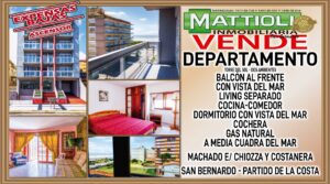 DEPTO DOS AMBIENTES/BAJA EXPENSAS–BALCON CON VISTA AL MAR–SAN BERNARDO